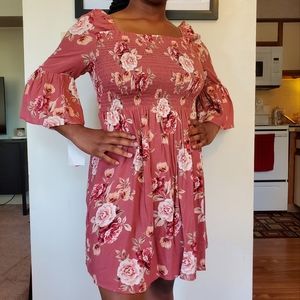 Xhiliration Floral Print Mini Dress